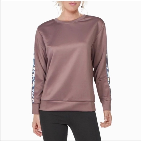 Nicole Miller Sport Purple Scuba Striped Activewear Sweatshirt - Picture 1 of 5